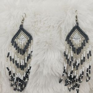 Handmade fringe seed beads boho earrings